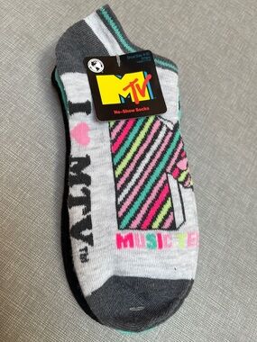 MTV (Set of 3) No Show Socks: gray, black and teal - shoe size 4-10